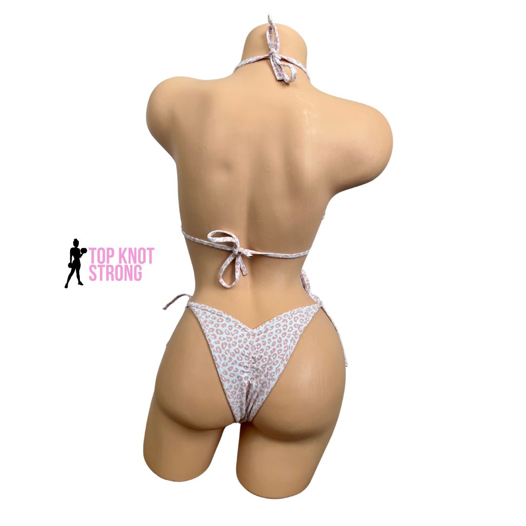 Blush Pink Leopard Print Bikini Practice Posing Suit