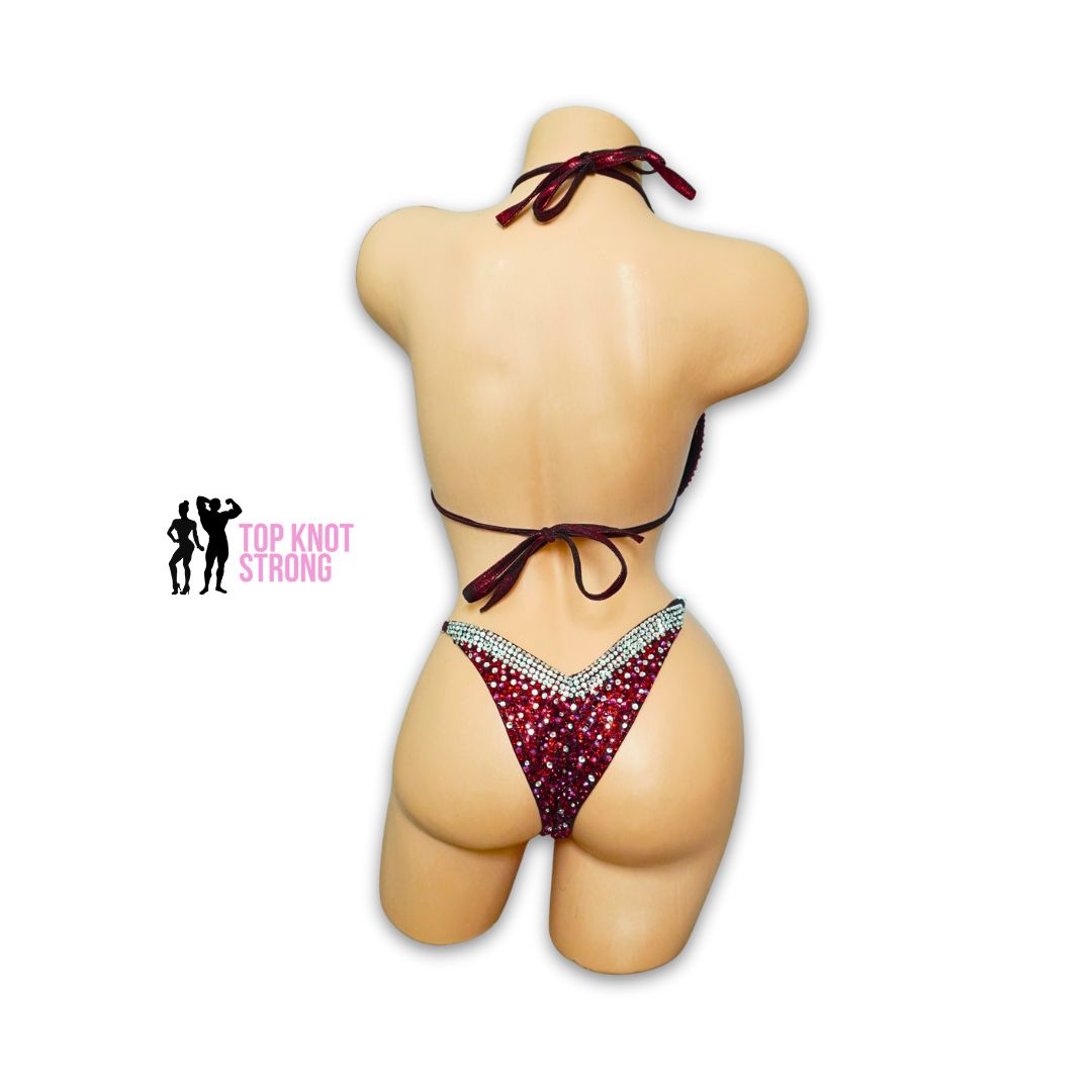 Victoria Cranberry Red Crystal Bikini Competition Suit