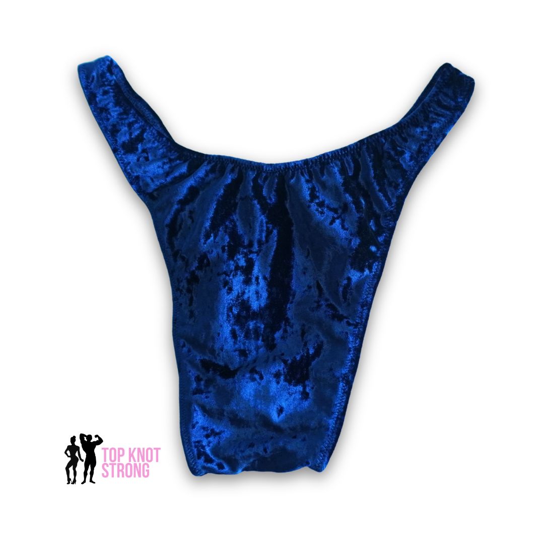 Navy Blue Velvet Men's Bodybuilding Posing Trunks