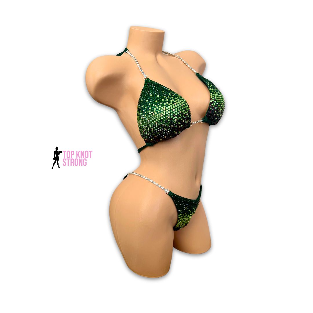 Vipers Kiss Forest Green Crystal Wellness Competition Suit