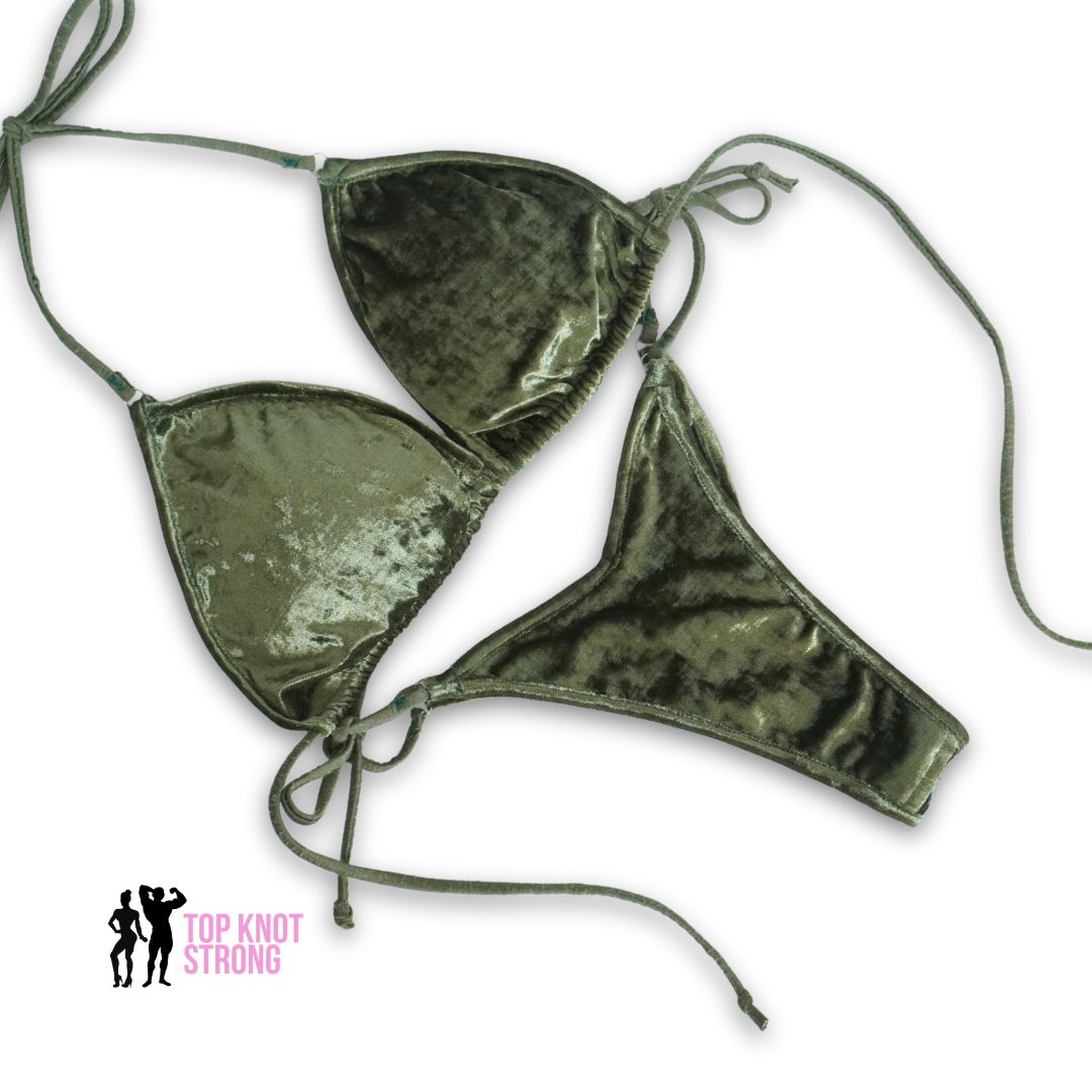 Olive Green Velvet Wellness Practice Posing Suit