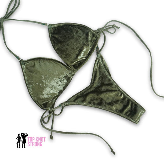 Olive Green Velvet Wellness Practice Posing Suit