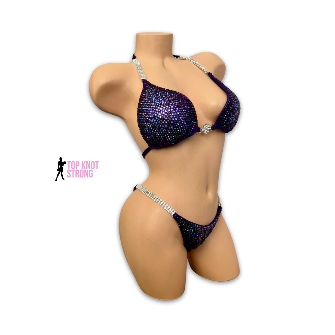 Cosmic Vortex Dark Purple Crystal Wellness Competition Suit