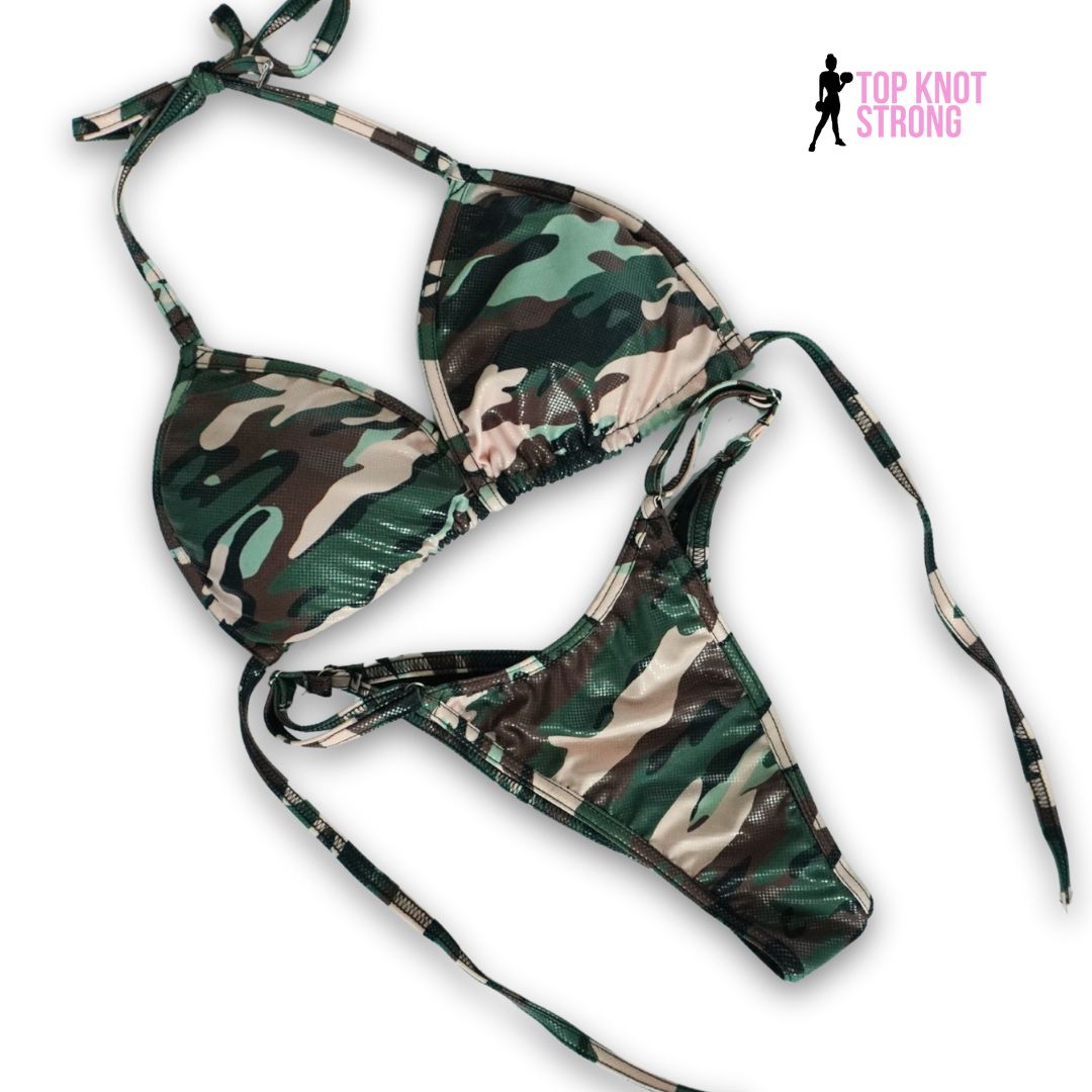 Army Green Camouflage Bikini Posing Practice Suit