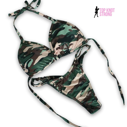 Army Green Camouflage Bikini Posing Practice Suit