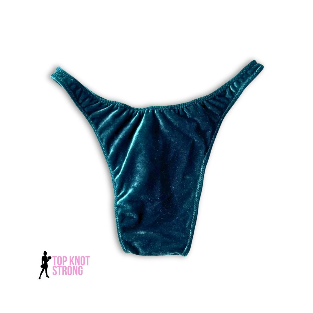 RTS: Atlantic Blue Velvet Men's Bodybuilding Posing Trunks | Large Pro