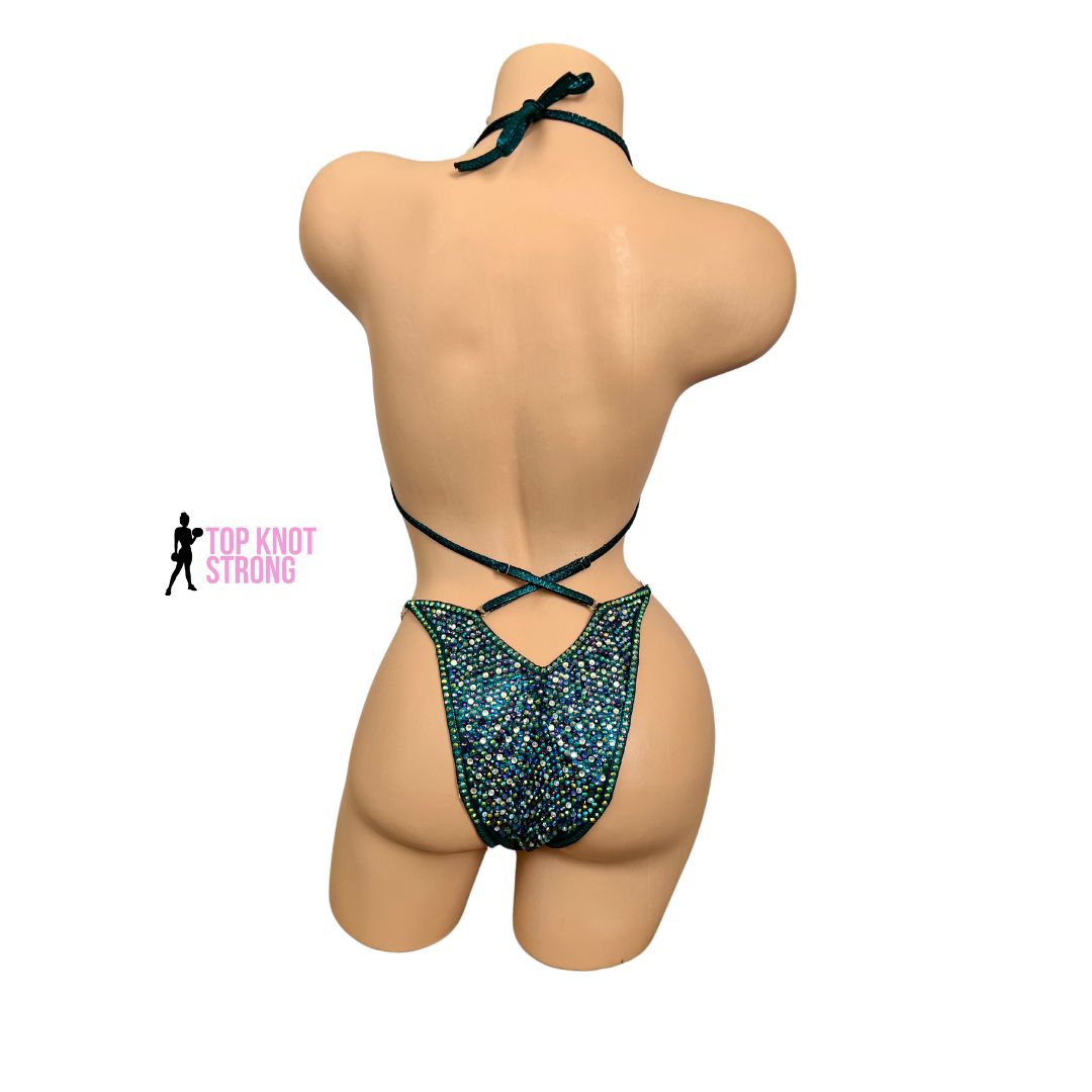 Midnight Shimmer Teal Figure Physique Competition Suit