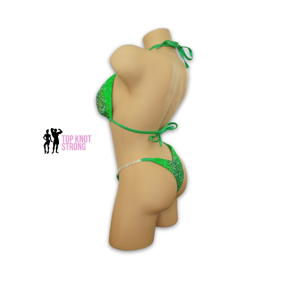 Lethal Neon Lime Green Crystal Bikini Competition Suit