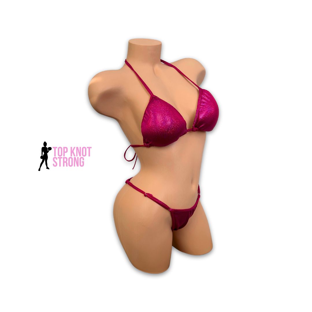 RTS: Raspberry Red Bikini Posing Practice Suit | C Cup | Medium Pro