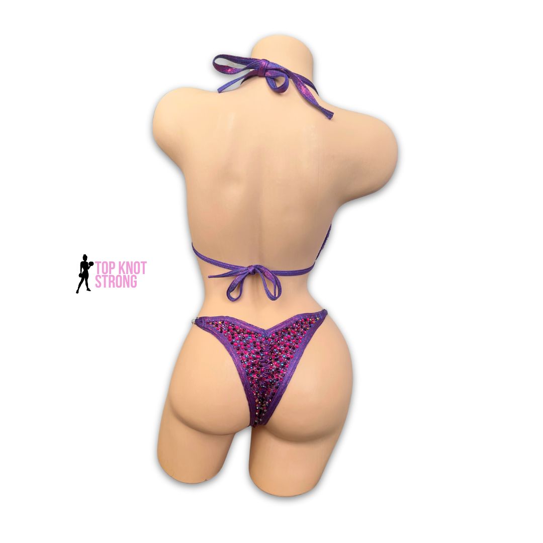 Jolene Plum Purple Crystal Bikini Competition Suit