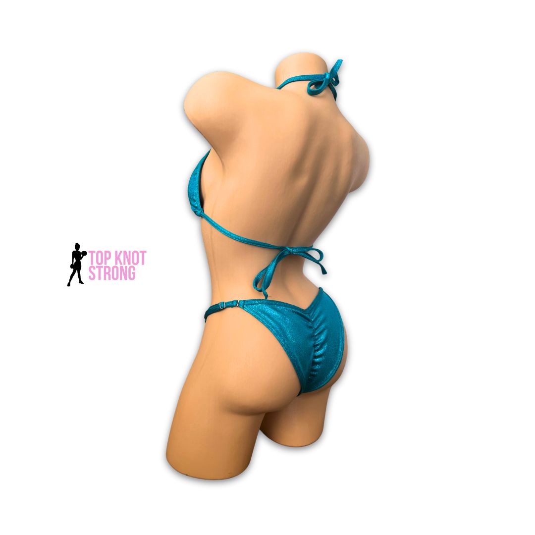 Teal Holo Fit Model Bikini Competition Suit