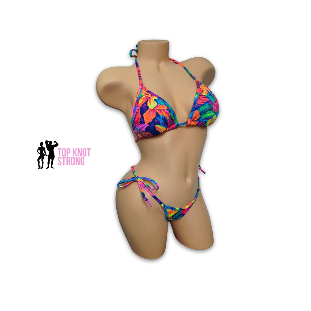 RTS: Tropical Neon Bikini Posing Practice Suit