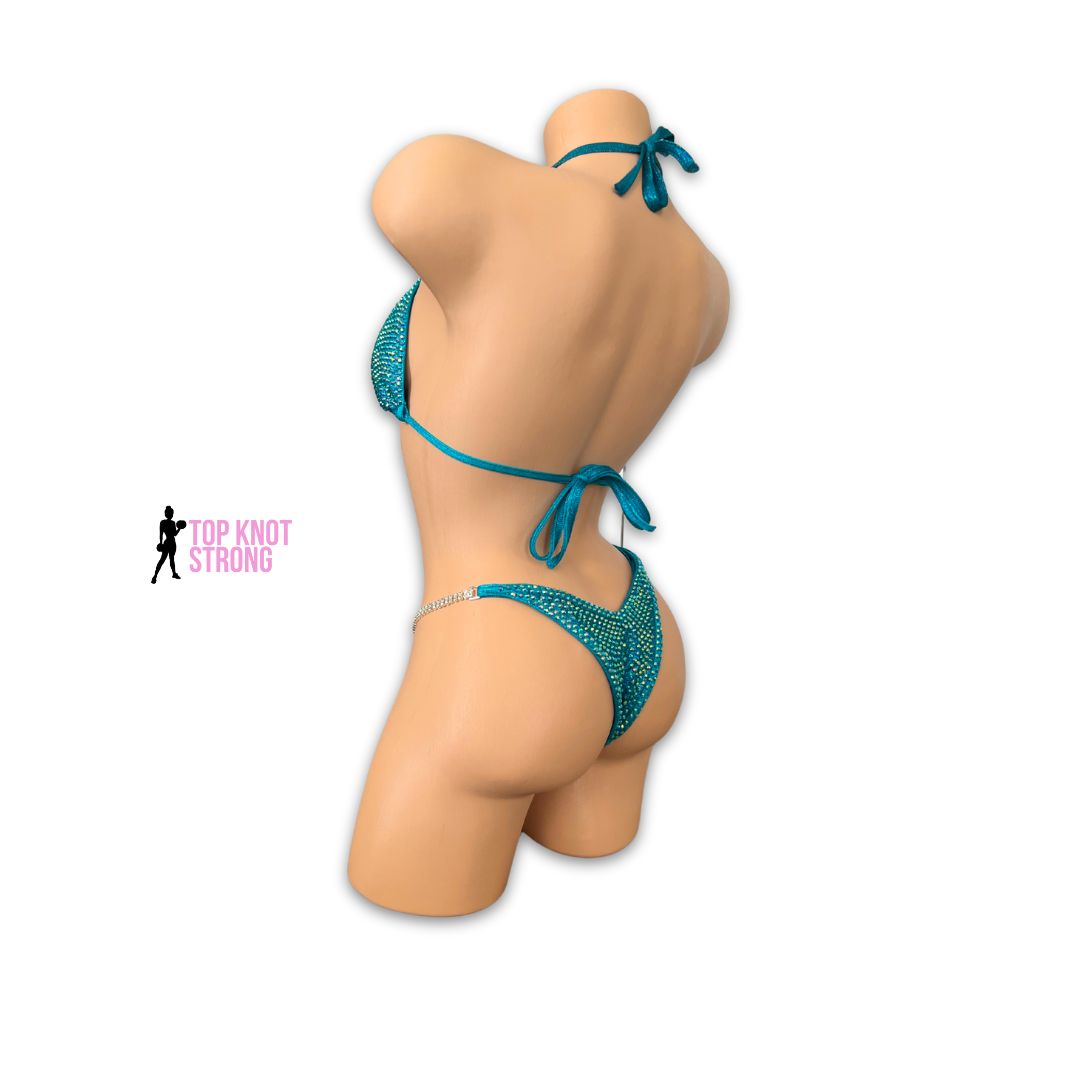 Mediterranean Dreams Teal Crystal Bikini Competition Suit