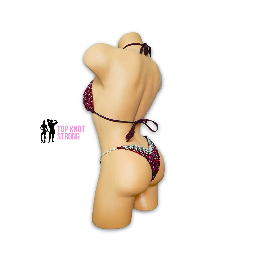Victoria Cranberry Red Crystal Bikini Competition Suit