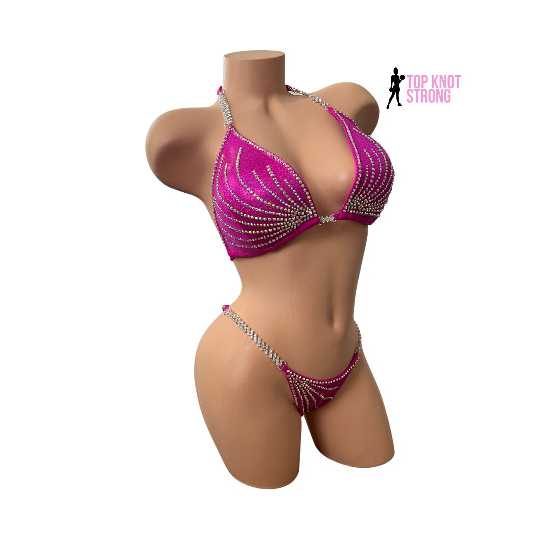 Elle Malibu Pink Crystal Bikini Competition Suit