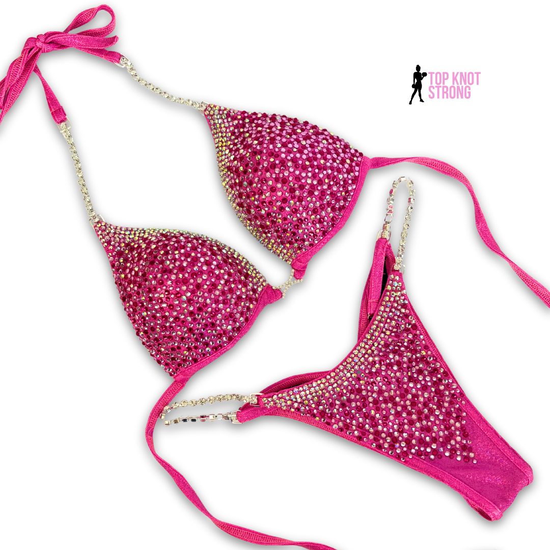 Dolly Neon Pink Crystal Bikini Competition Suit