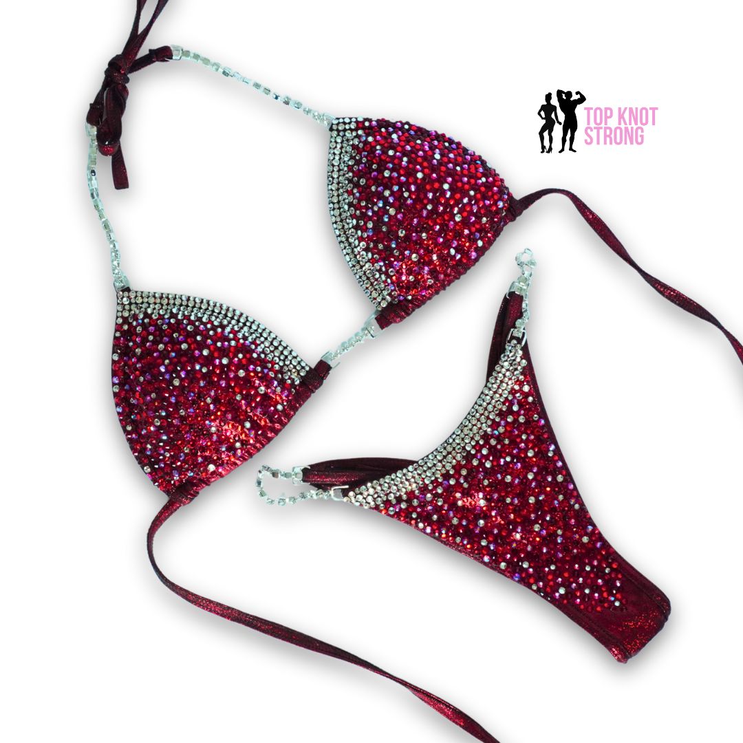 Victoria Cranberry Red Crystal Bikini Competition Suit