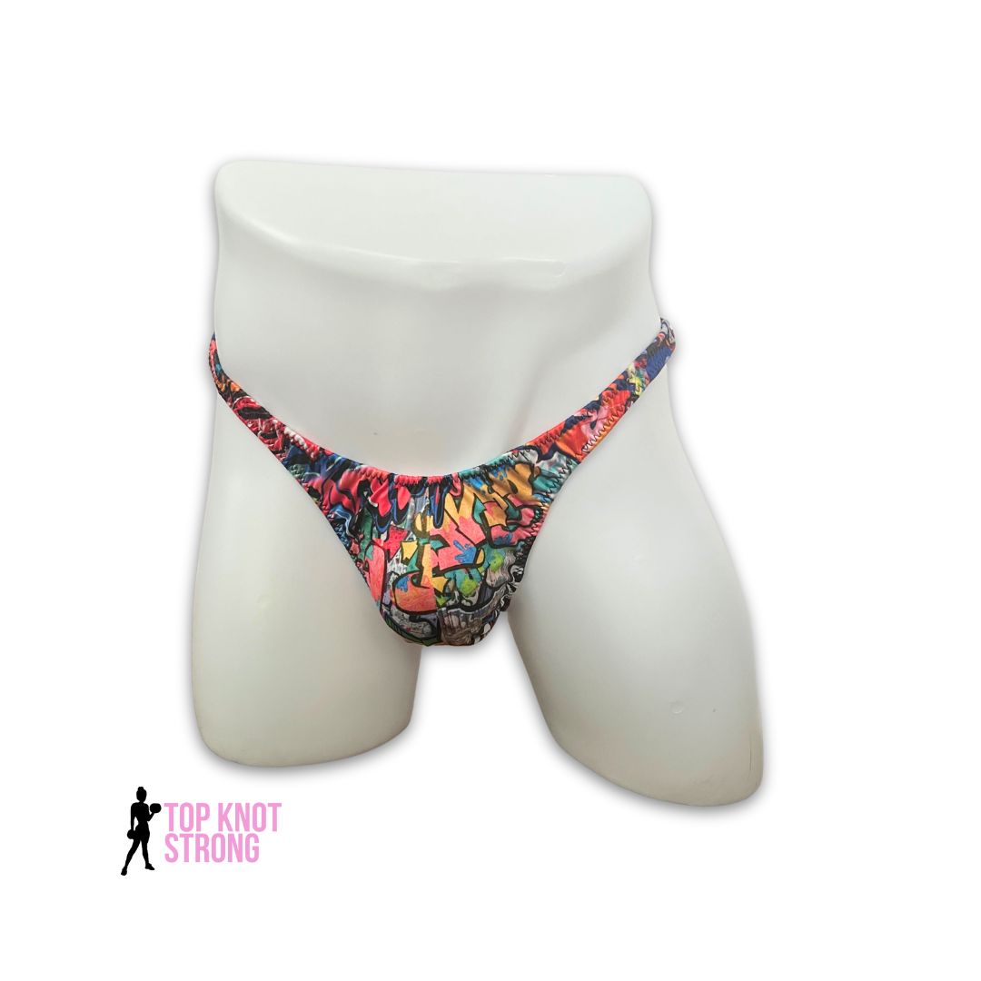 Graffiti Print Men's Bodybuilding Posing Trunks