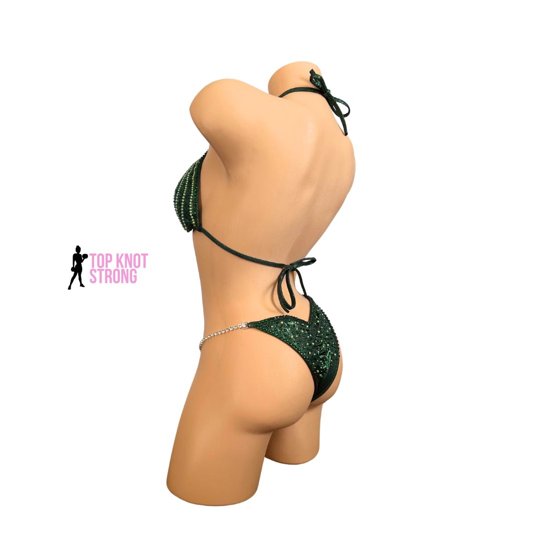 Enchanted Forest Green Crystal Bikini Competition Suit