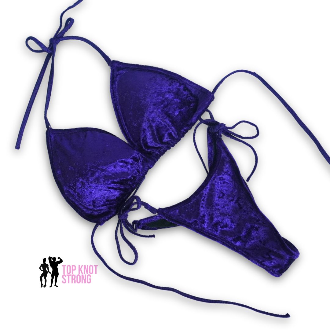 Purple Velvet Bikini Posing Practice Suit