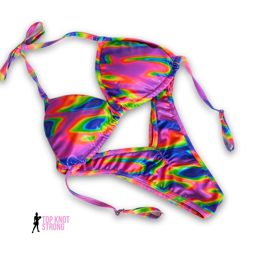 Purple Psychedelic Figure Physique Posing Practice Suit