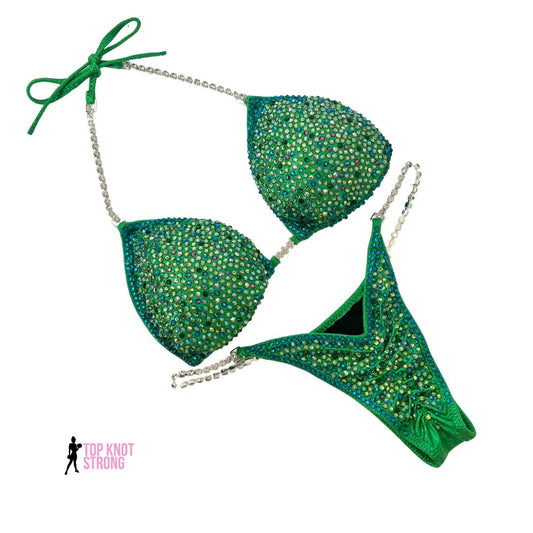 Green with Envy Bikini Bodybuilding Crystal Competition Suit