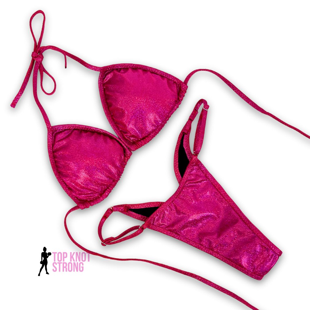 RTS: Raspberry Red Bikini Posing Practice Suit | C Cup | Medium Pro