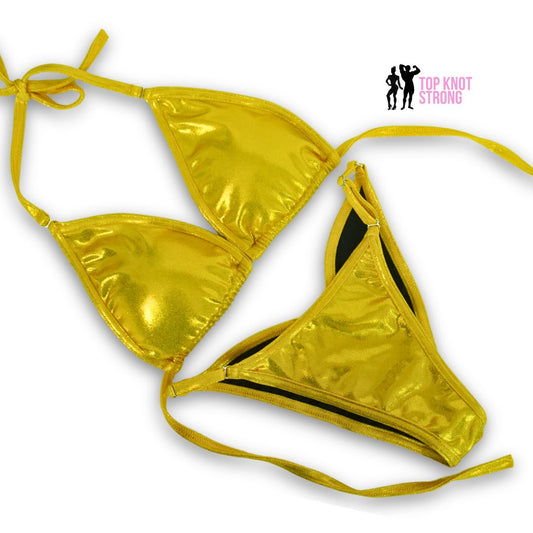 Yellow Gold Fit Model Bikini Competition Suit