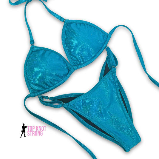 Teal Holo Fit Model Bikini Competition Suit