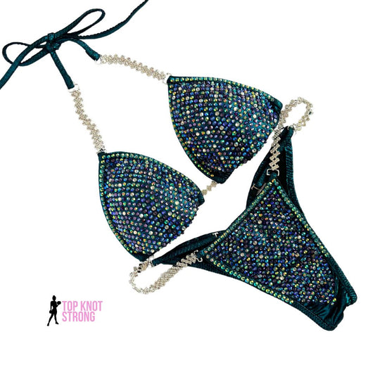 Midnight Shimmer Teal Bikini Competition Suit