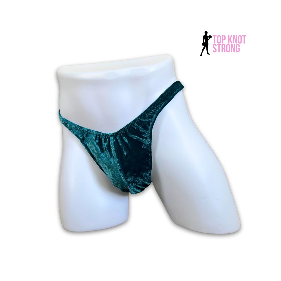 RTS: Atlantic Blue Velvet Men's Bodybuilding Posing Trunks | Large Pro