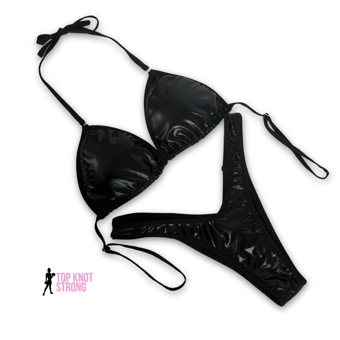 Wet Black Figure Physique Posing Practice Suit