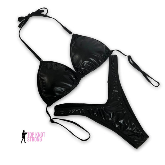 Wet Black Figure Physique Posing Practice Suit
