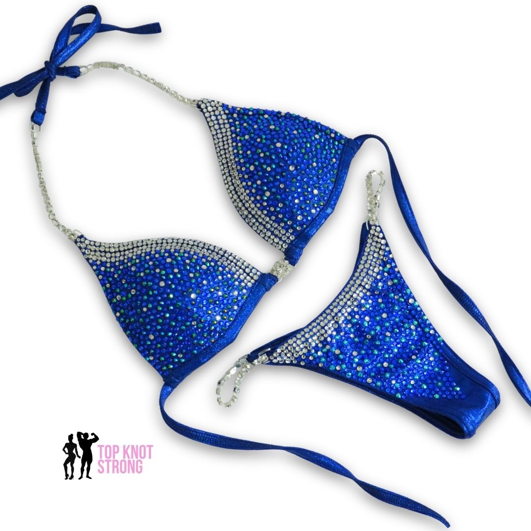 Serena Navy Blue Crystal Bikini Competition Suit