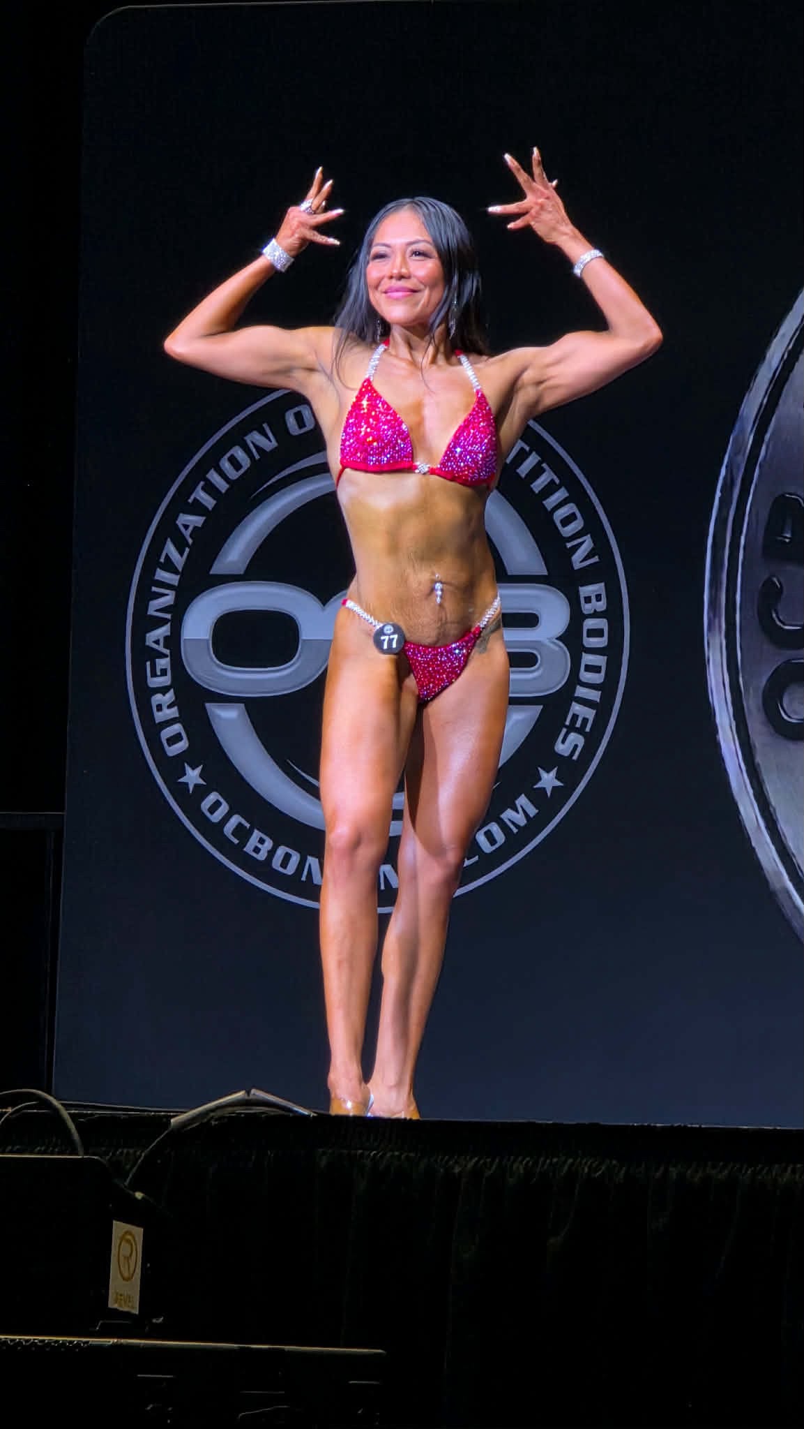 Radiant Scarlet Red Crystal Bikini Competition Suit