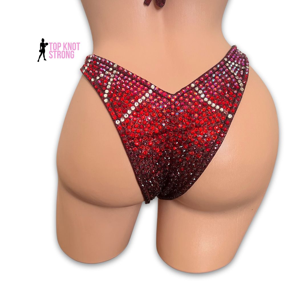 Cruella Cranberry Red Crystal Wellness Competition Suit