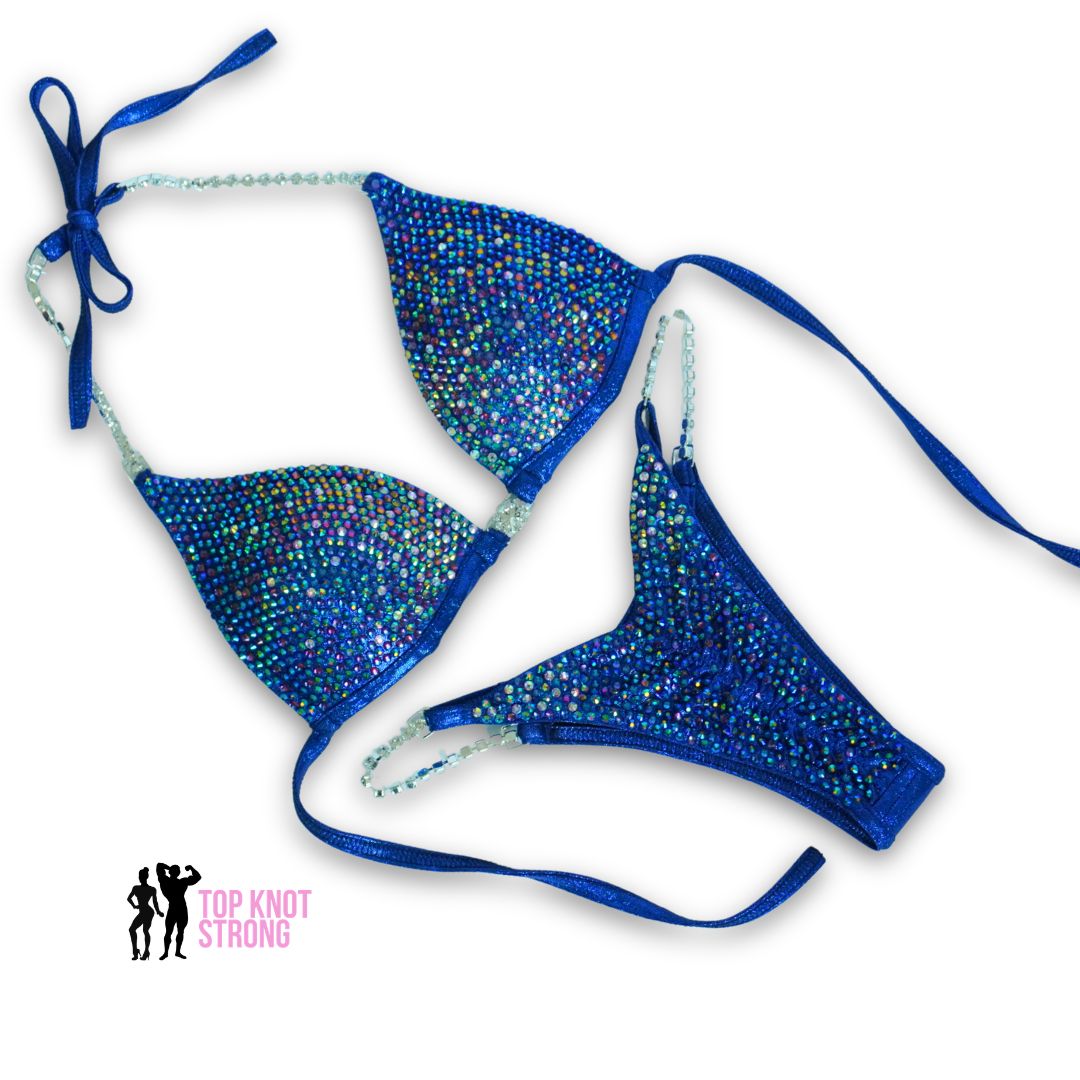 Luminosa Navy Blue Crystal Bikini Competition Suit