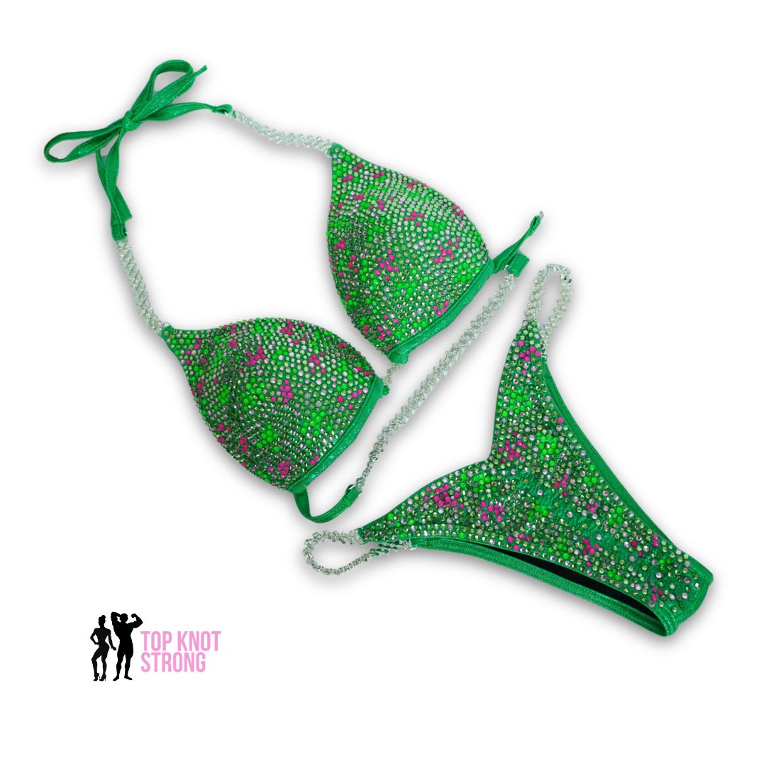 Watermelon Sugar Green Crystal Bikini Competition Suit