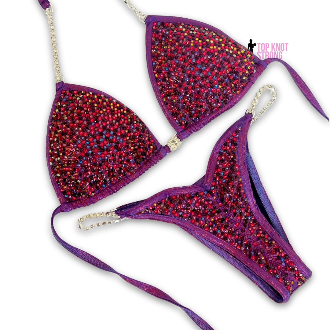 Jolene Plum Purple Crystal Bikini Competition Suit