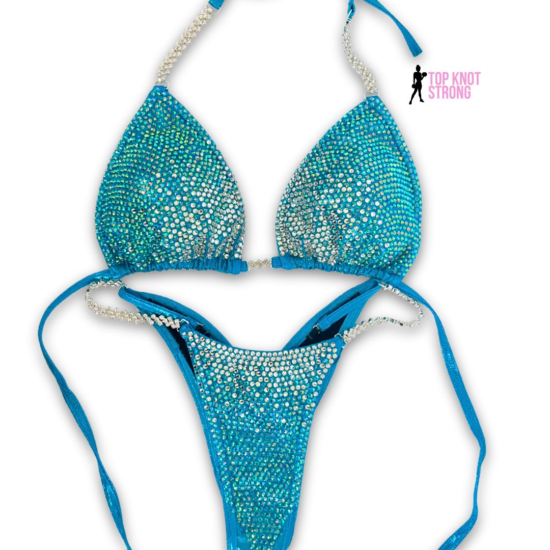 Elsa Aqua Blue Crystal Bikini Competition Suit