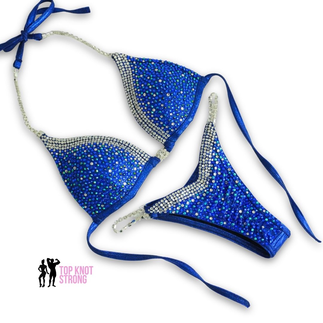 Serena Navy Blue Crystal Bikini Competition Suit
