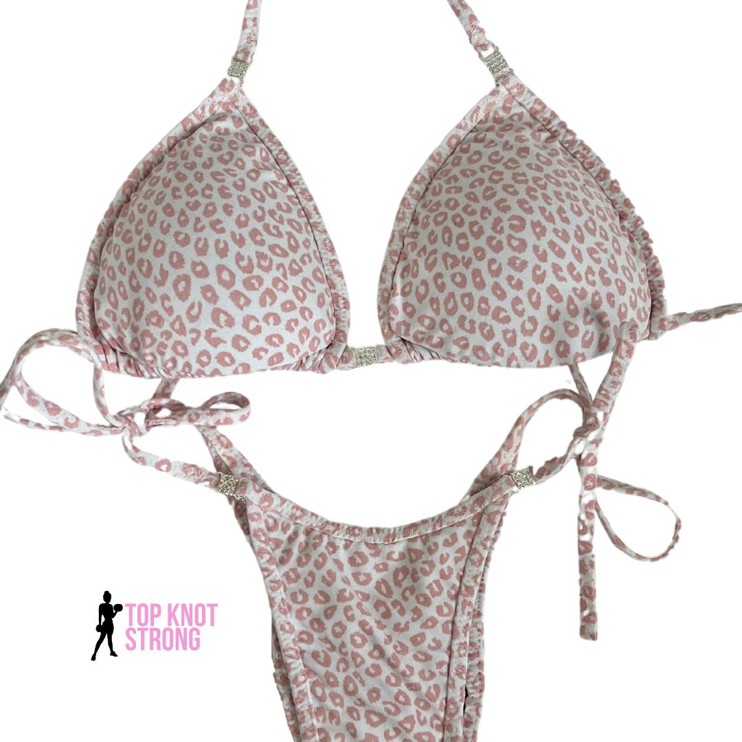 Blush Pink Leopard Print Bikini Practice Posing Suit