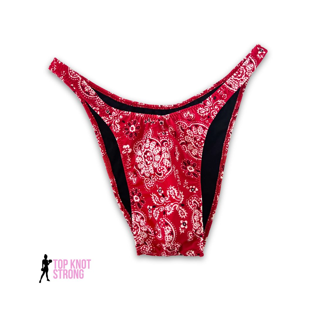 Red Bandana Men's Bodybuilding Posing Trunks