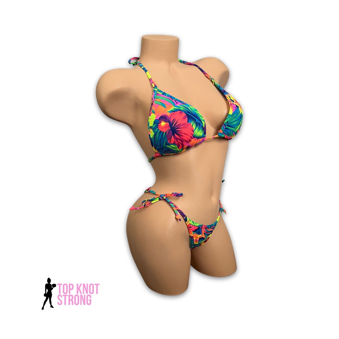 Tropical Neon Bikini Posing Practice Suit