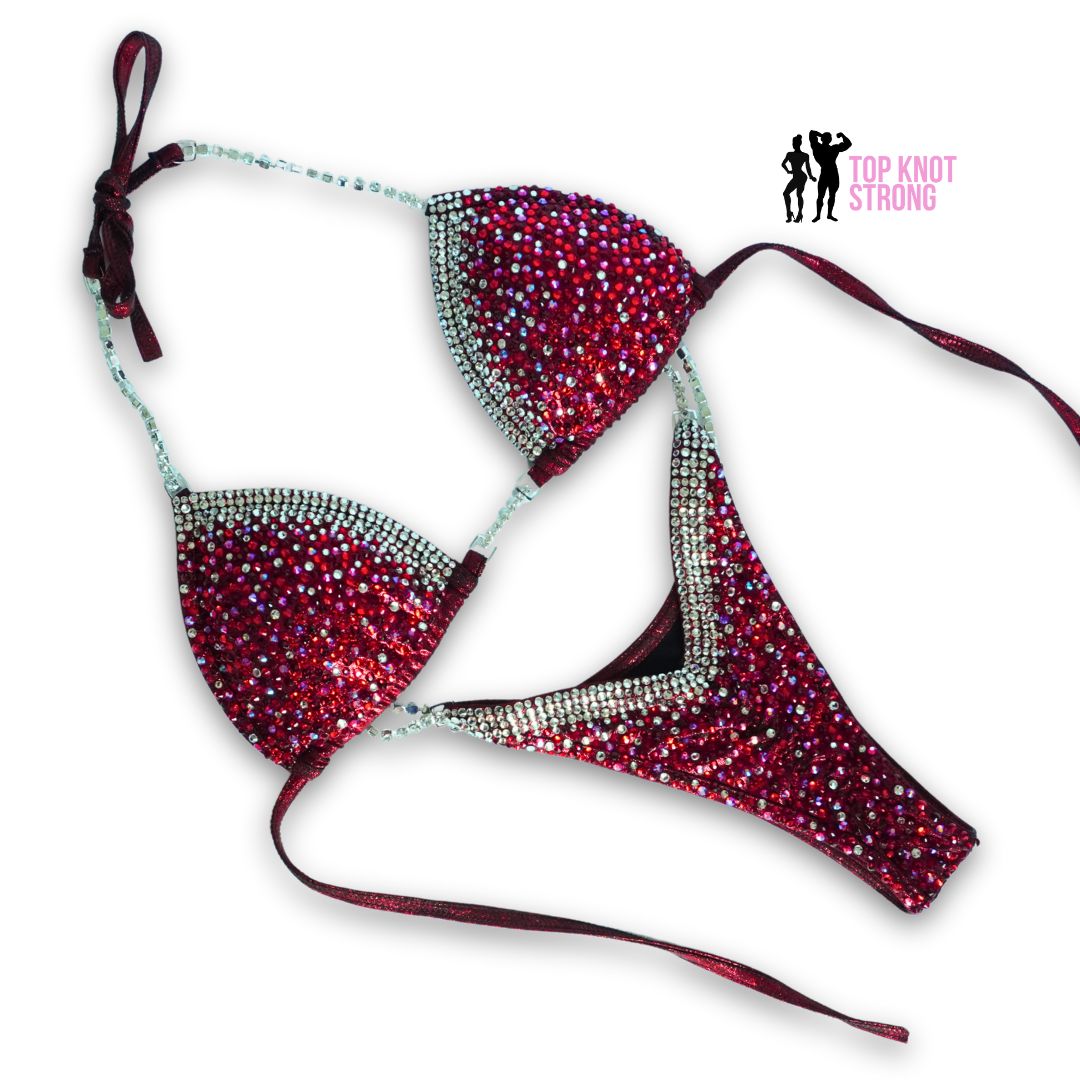 Victoria Cranberry Red Crystal Bikini Competition Suit