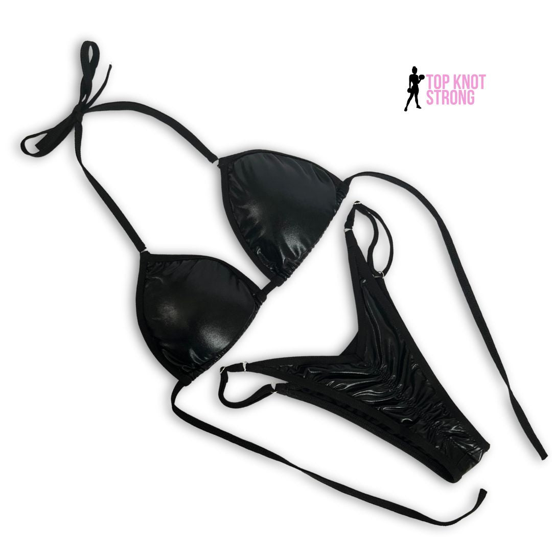 Wet Black Bikini Posing Practice Suit