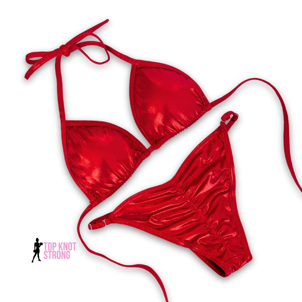 Ruby Red Fit Model Bikini Competition Suit – Top Knot Strong