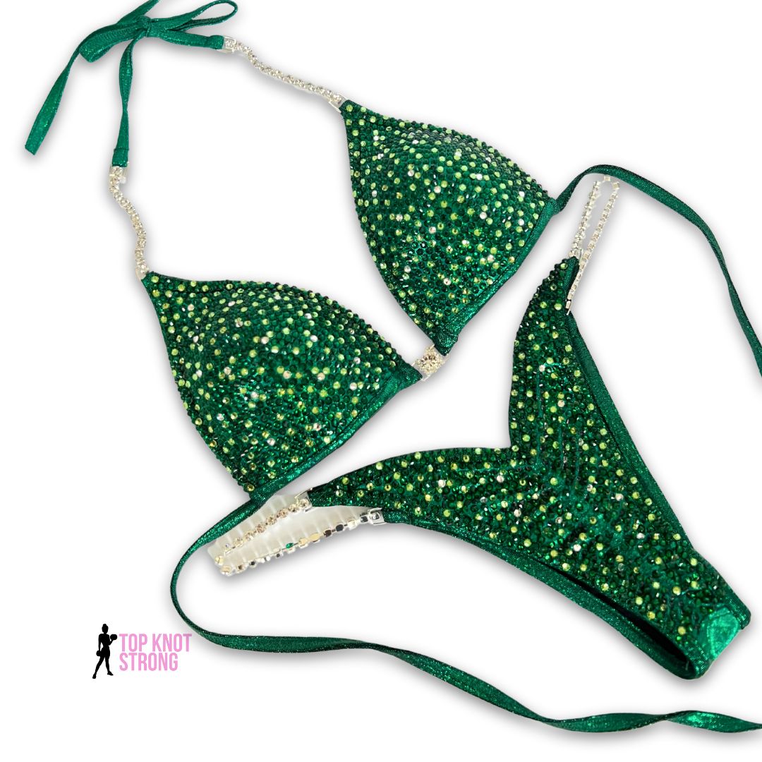 Emerald Green Envy Crystal Bikini Competition Suit