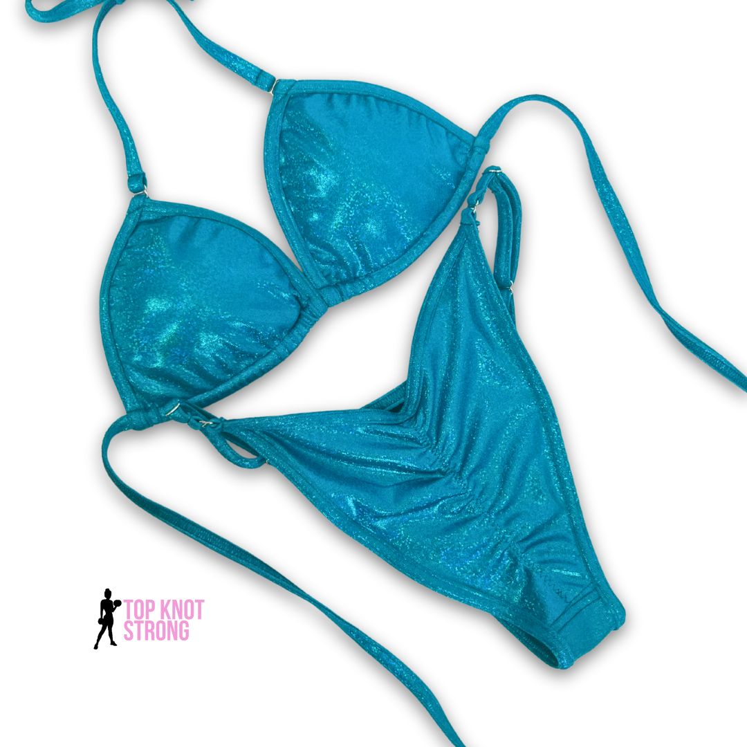 Teal Holo Fit Model Bikini Competition Suit