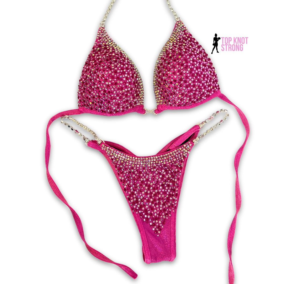 Dolly Neon Pink Crystal Bikini Competition Suit